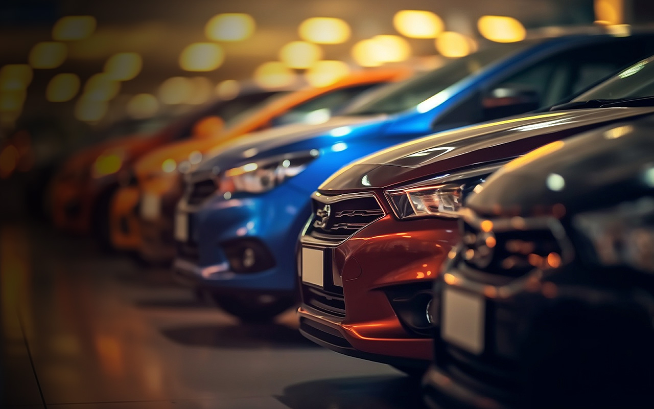 Many cars in a row
