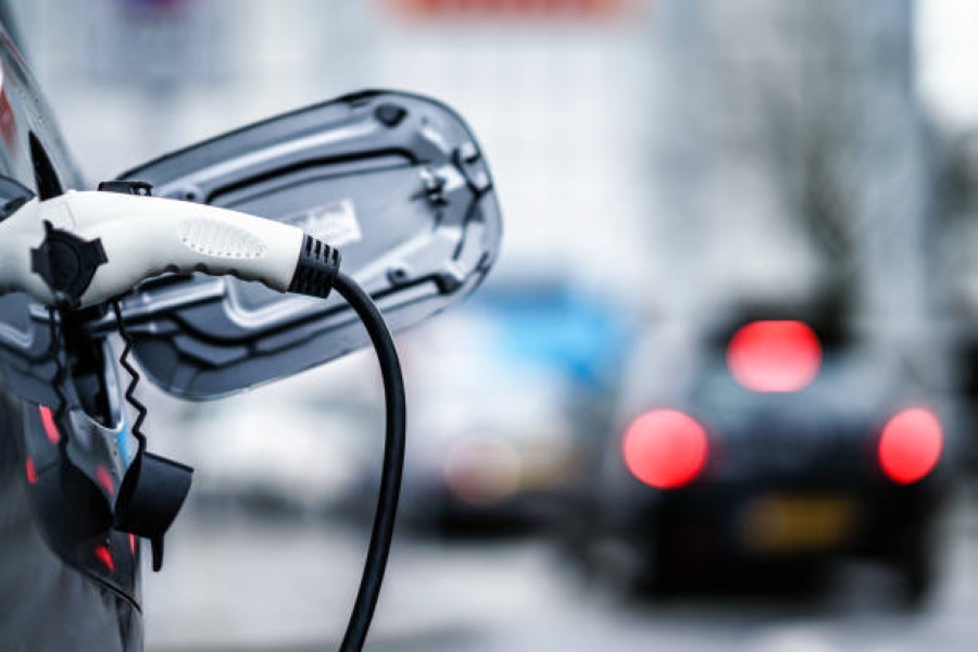 an electric vehicle charging 